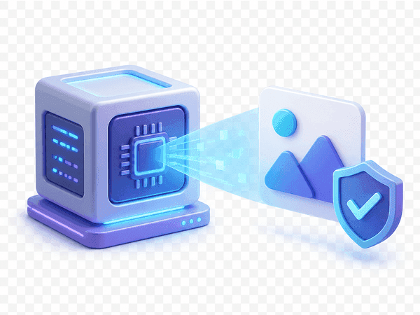 Illustration of secure server processing verifying an image