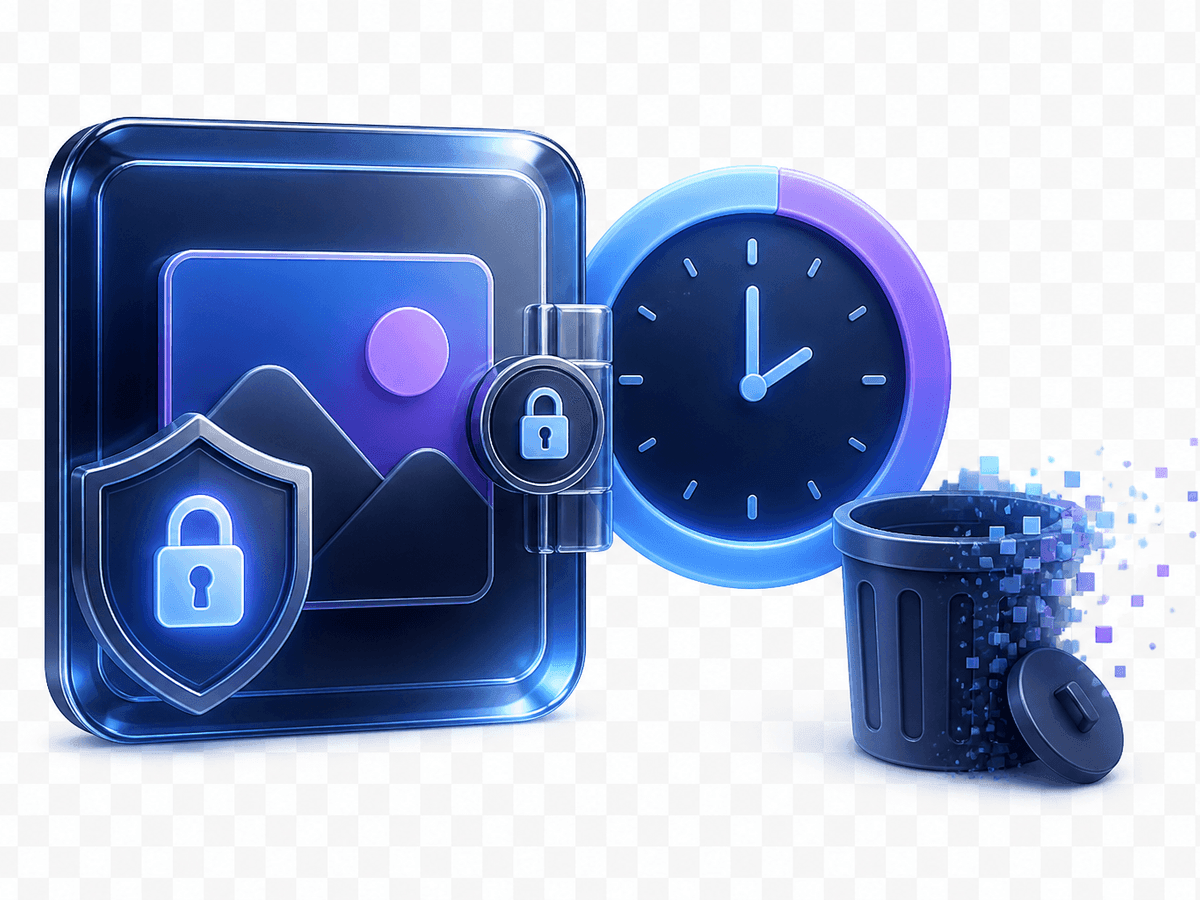 Illustration of private image uploads and protected cloud storage